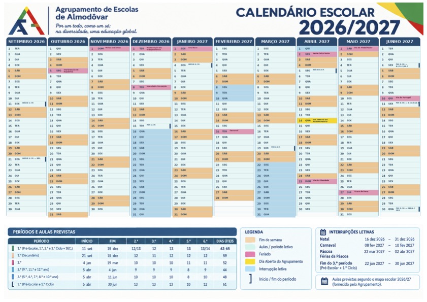 Calendário Escolar AEA 2026-2027